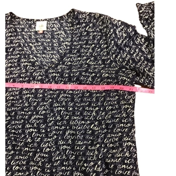 Cabi 5336 Women’s Medium Te Amo Blouse Navy & White I Love You Top - Picture 11 of 15